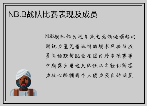 NB.B战队比赛表现及成员
